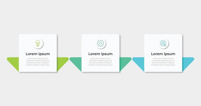 3 steps infographic template with 3 options. Flowchart that can be used for business report, data visualization and presentation. Timeline infographic elements illustration. vector