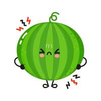 The illustration features an angry cartoon watermelon with a cute and expressive face. vector