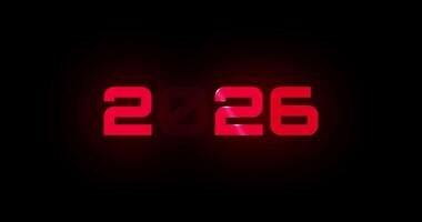 New Year 2026 animation. Red New Year 2026 number neon flicker text background animation. video