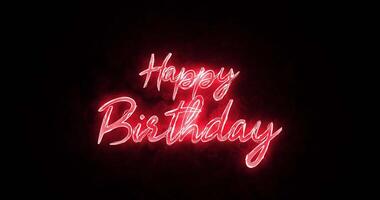 Happy Birthday Red Neon Script Text Animation Cyberpunk Style video