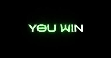 You Won Green Neon Cyberpunk Victory Text Animation video