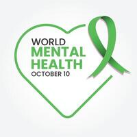 World Mental Health Day design template. Green ribbon design. vector