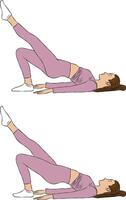Shoulder bridge with leg raised pose, Woman illustration, yoga and Pilates exercise. vector