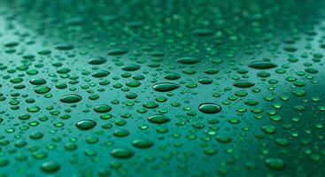 Water droplets on a green surface photo