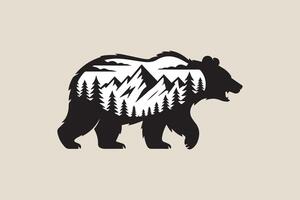 mountain bear illustration vector