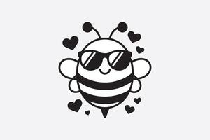 cute bee illustration vector