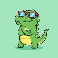 Cartoon alligator wearing sunglasses vector