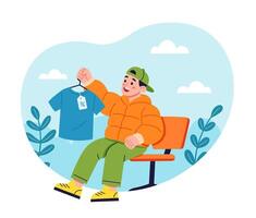 Young man with discount t-shirt vector