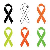 awareness ribbon icon set vector