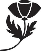 Elegant silhouette of a stylized poppy flower, ideal for adding a touch of nature to design projects on a black backdrop. vector