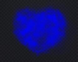 Realistic blue smoke heart or haze on a dark background. Magic fog, vapor. illustration. vector