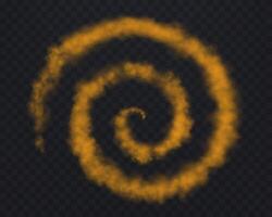 Realistic orange spiral smoke or haze, overlay effect on a dark background. Circular magic fog, vapor. Abstract illustration vector