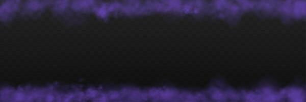 Realistic purple smoke or haze frame, overlay effect on a dark background. Hot fire and flame, magic fog, vapor. Abstract illustration vector