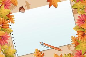 Autumn leaves with a blank notepad vector