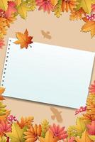 Autumn leaves with blank paper illustration vector