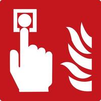 Manual fire alarm. Red fire sign. Fire fighting equipment sign. Manually triggering a fire alarm when fire or smoke is detected. Fire alarm. Fire alert button. vector