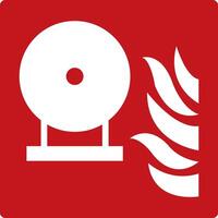 Stationary fire extinguishing system module. Red fire sign. Fire fighting equipment sign. Indication of the location of a module containing an extinguishing agent for automatic fire extinguishing. vector