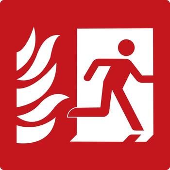 Fire exit. Building security system. Red sign. Helps people quickly navigate and find their way to a safe exit in case of fire or smoke. vector
