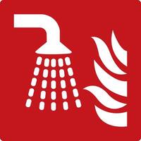 Water spray device. Red sign. Fire fighting equipment sign. Area or location of a device that sprays water in the form of droplets or a fine mist when the fire alarm is triggered. Sprinkler. vector