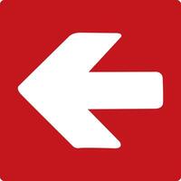 Left arrow. Red fire sign. Arrow pointing left. Direction of movement to the exit or shelter in case of fire or smoke. Movement left to a safe area. Fire exit. vector