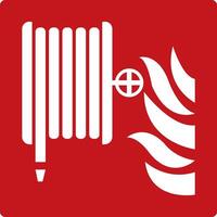 Fire hose reel sign. Red sign. Element of the fire safety system. Location of the fire hose connected to the water supply system. Fire extinguishing. vector