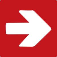 Right arrow. Red fire sign. Arrow pointing to the right. Direction of movement to the exit or shelter in case of fire or smoke. Movement to the right to a safe area. Fire exit. vector