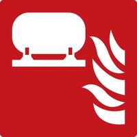 Fixed fire extinguishing system. Red sign. Location and coverage area of the automatic fire extinguishing system. Fire detection and extinguishing. Fire fighting equipment sign. vector