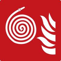 Fire hose sign. Red sign. Element of the fire safety system. Location of the fire hose reel. Fire extinguishing. vector