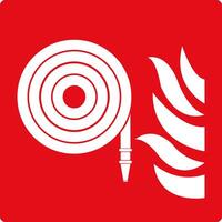 Fire hose. Fire hose sign. Red sign. Element of the fire safety system. Location of the fire hose drum. Fire extinguishing. vector