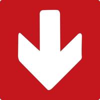 Down arrow. Red fire sign. Arrow pointing down. Direction of movement to the exit or shelter in case of fire or smoke. Movement down to a safe area. Fire exit. vector