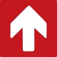 Up arrow. Red fire sign. Arrow pointing up. Direction of movement to the exit or shelter in case of fire or smoke. Movement up to a safe area. Fire exit. vector