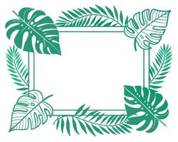 Tropical green leaves design framing a blank rectangle space for text or graphics vector