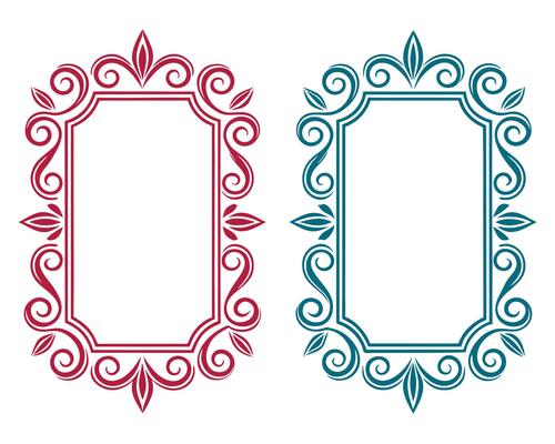 Elegant decorative frames in two colors with floral ornamentation on a white background