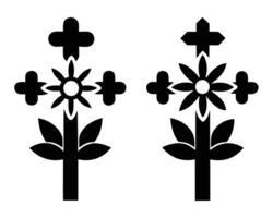 Elegant black and white floral cross design isolated on a white background illustration. vector