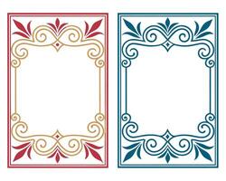 Elegant decorative frame designs with floral patterns in two color variations for invitations and artwork. vector