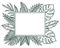Tropical leaf frame with square blank space for text and creative design elements vector