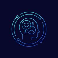 emotional intelligence icon, linear design vector