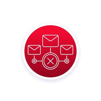 delete mail or emails icon, line design vector