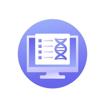 bioinformatics icon, analysis of biological data and dna vector