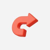 A bright red curved arrow indicating direction. vector