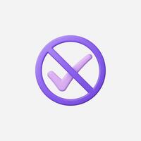 Stylized purple prohibition symbol with a check mark outline. vector