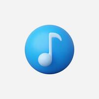 A vibrant blue round icon featuring a musical note. vector