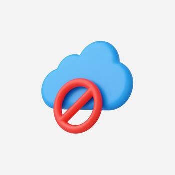 A 3D cloud with a red prohibition symbol indicating no access. vector