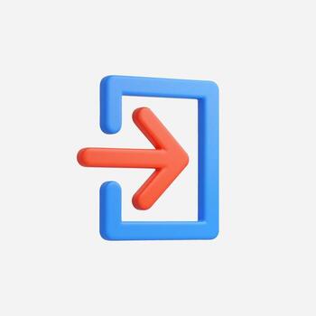 Modern 3D arrow icon representing navigation and direction. vector