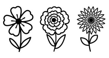 Flower set line art clip art illustration vector