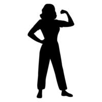 Silhouette of powerful woman flexing bicep gesture illustration vector