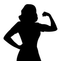powerful woman flexing bicep silhouette illustration vector