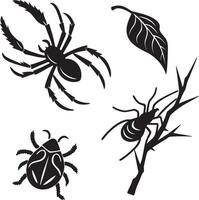 Collection of black insect silhouettes on white vector