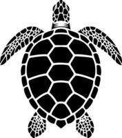 Stylized black silhouette of a sea turtle with detailed shell pattern vector
