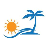 The sun and palm tree logo vector